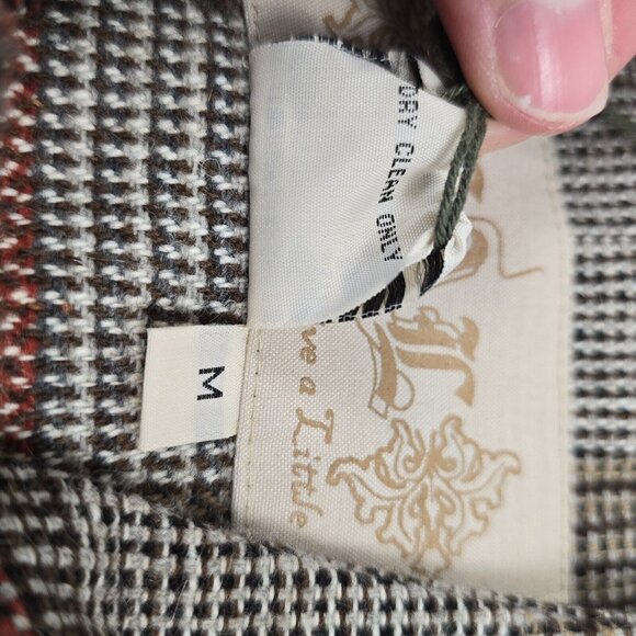 Live a Little Jacket Womens Medium Plaid Preppy Autumn Wardrobe Essential Blazer - Picture 11 of 16